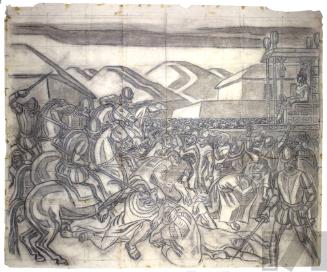 Boceto para el mural 'La hecatombe de Cajamarca'