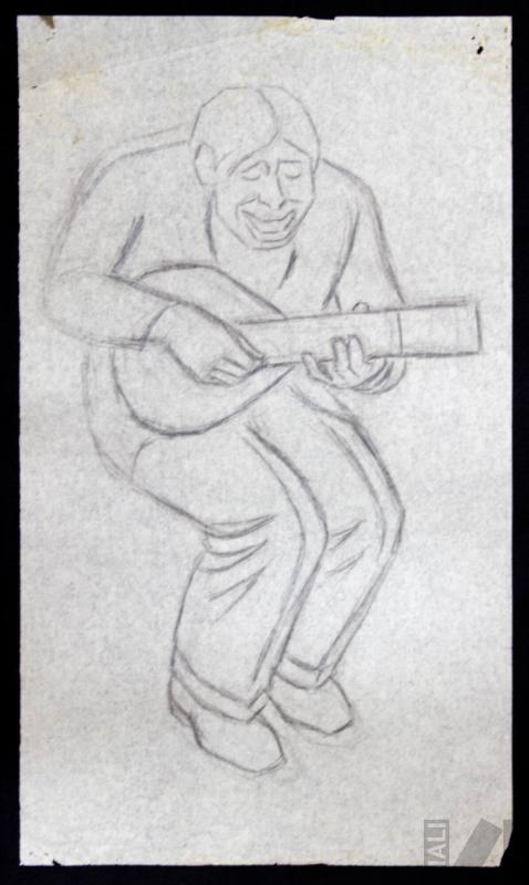 Músico, estudio para 'Trío cantor'