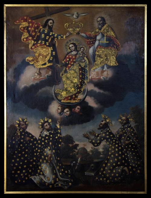 Virgen del Rosario con santo Domingo y san Francisco