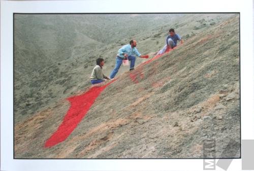 Ricardo Wiesse y colaboradores interviniendo la quebrada de Cieneguilla. Serie Cantuta
