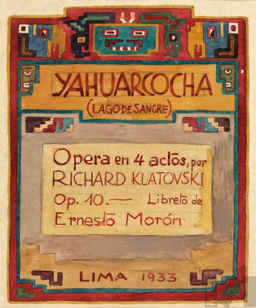 Diseño de carátula para la partitura de la ópera 'Yahuarcocha' de Richard Klatovski