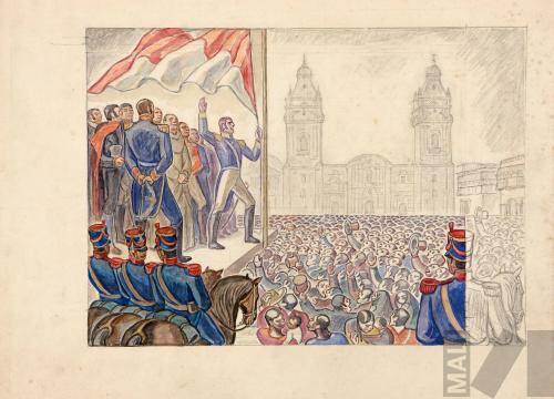 Boceto para el mural 'San Martín jura la Independencia'