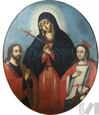 Dolorosa con san José y santa Catalina de Alejandría