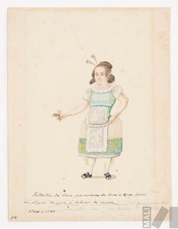 Mujer con traje limeño entre 1760 y 1780