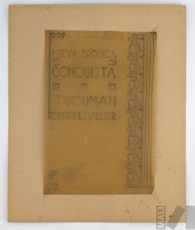 Boceto de portada para 'Nueva crónica de la conquista del Tucumán', de Roberto Levillier