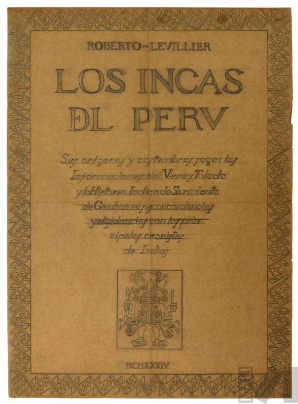 Boceto de portada para  'Los Incas del Perú', de Roberto Levillier