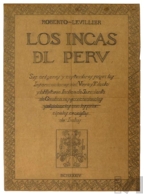 Boceto de portada para  'Los Incas del Perú', de Roberto Levillier