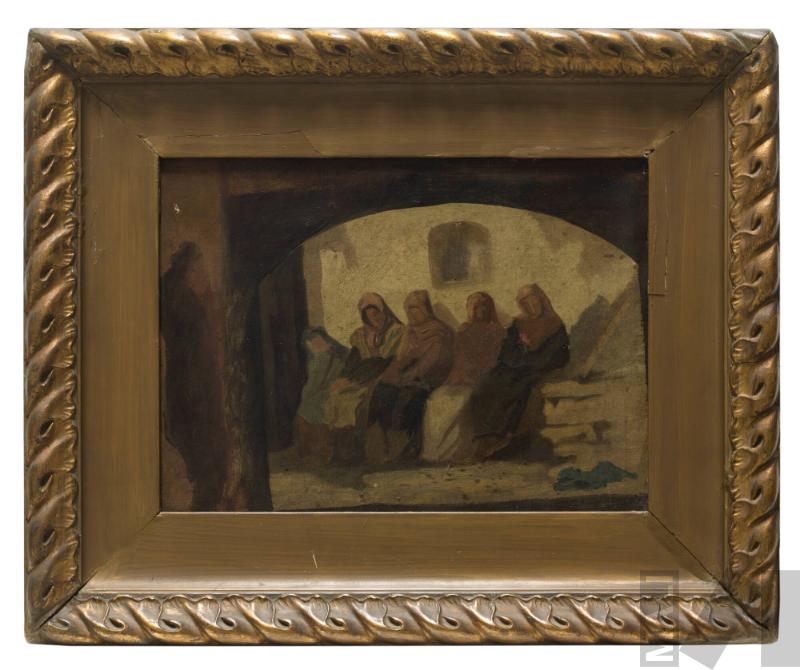 Grupo de cinco personajes sentados