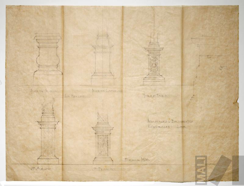 Repertorio de pedestales tomado de monumentos coloniales limeños