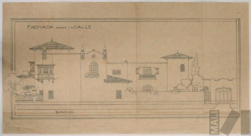 Diseño de fachada lateral. Casa de Germán Aguirre Ugarte, Lima