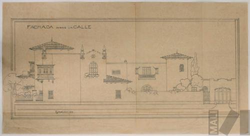 Diseño de fachada lateral. Casa de Germán Aguirre Ugarte, Lima