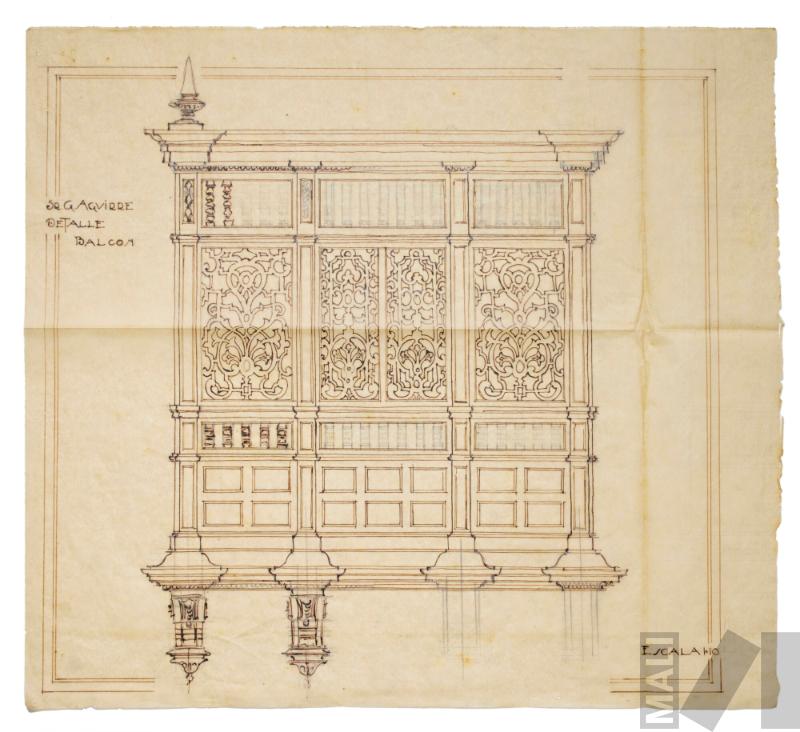 Diseño de balcón. Casa de Germán Aguirre Ugarte, Lima