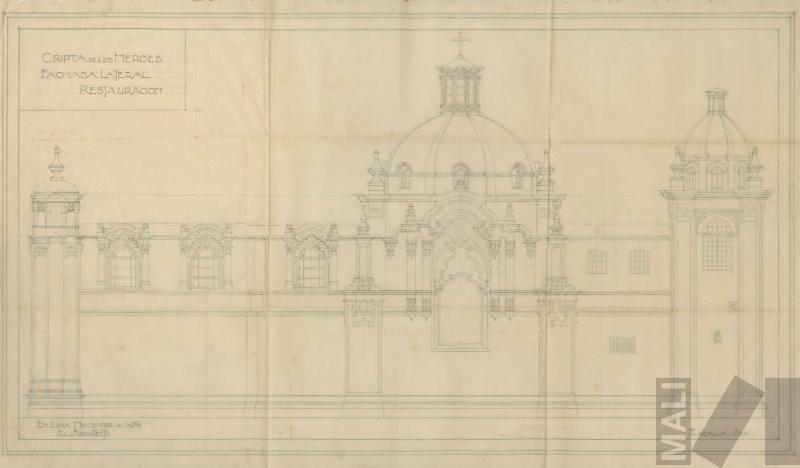 Remodelación de fachada lateral. Panteón de los Próceres, Lima