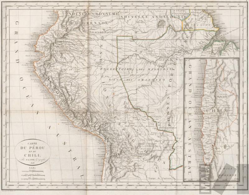 Mapa del Perú y Chile. Serie Voyages au Pérou