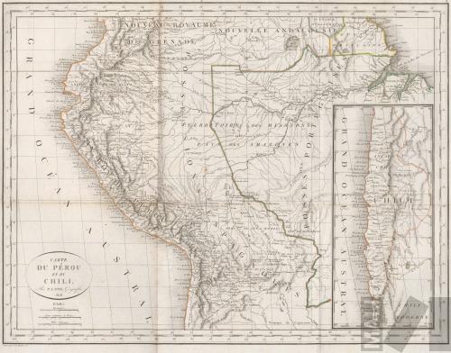 Mapa del Perú y Chile. Serie Voyages au Pérou