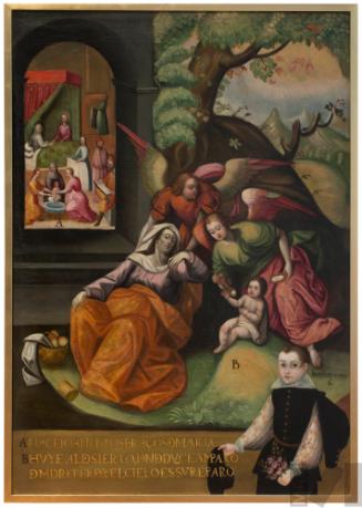 Nacimiento y huida al desierto de san Juan Bautista niño. Serie de la vida de san Juan Bautista 