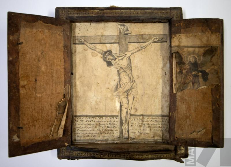 Retablo con estampa de Cristo de Acoria