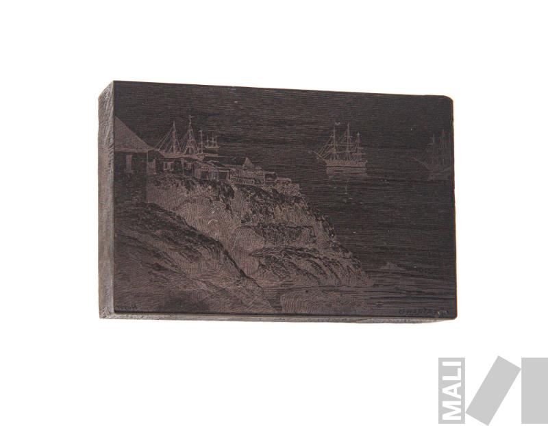 Matriz de grabado con vista
de las islas de Chincha