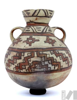Cántaro con diseños de rombos y motivos escalonados