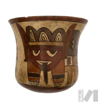 Vaso con representación de felino con tocado
