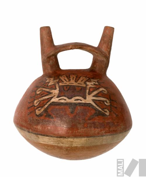 Botella con representación de cabeza antropomorfa estilizada