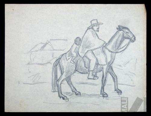 Estudio de jinete con niño