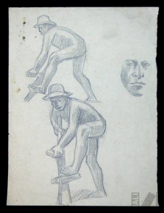 Estudio de rostro e indígenas arando