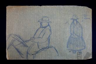 Estudio de mujer indígena y personaje ecuestre