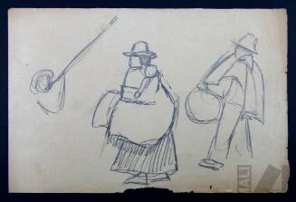 Estudio de mujer y músicos indígenas