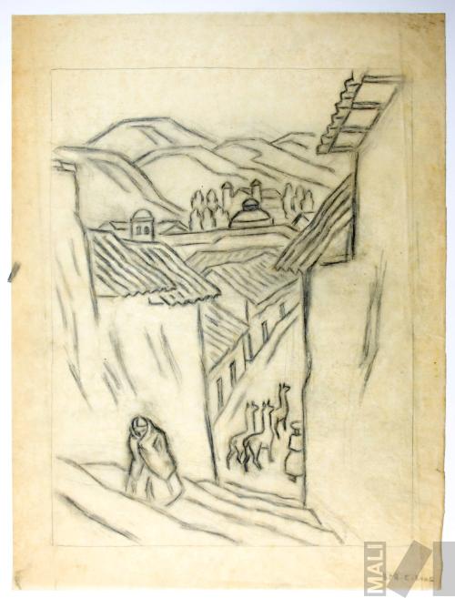 Estudio para xilografía 'Calleja cusqueña'