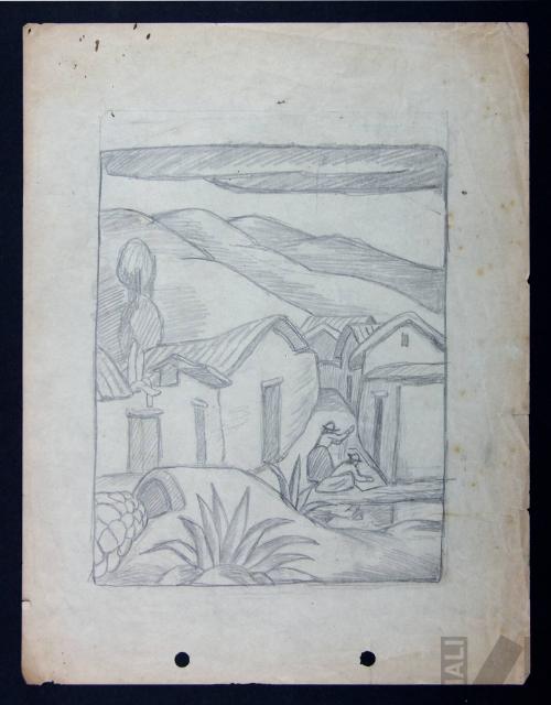 Estudio para xilografía 'Calleja aldeana'