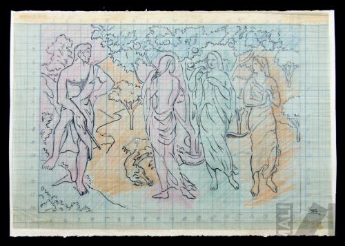 Boceto para el mural 'Hércules en el jardín de las Hespérides'