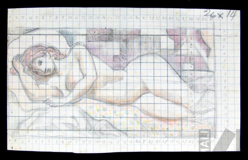 Boceto de desnuda acostada